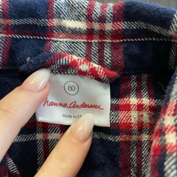 HANNA Andersson plaid flannel shacket button up shirt size 18-24 months toddler - Picture 2 of 3